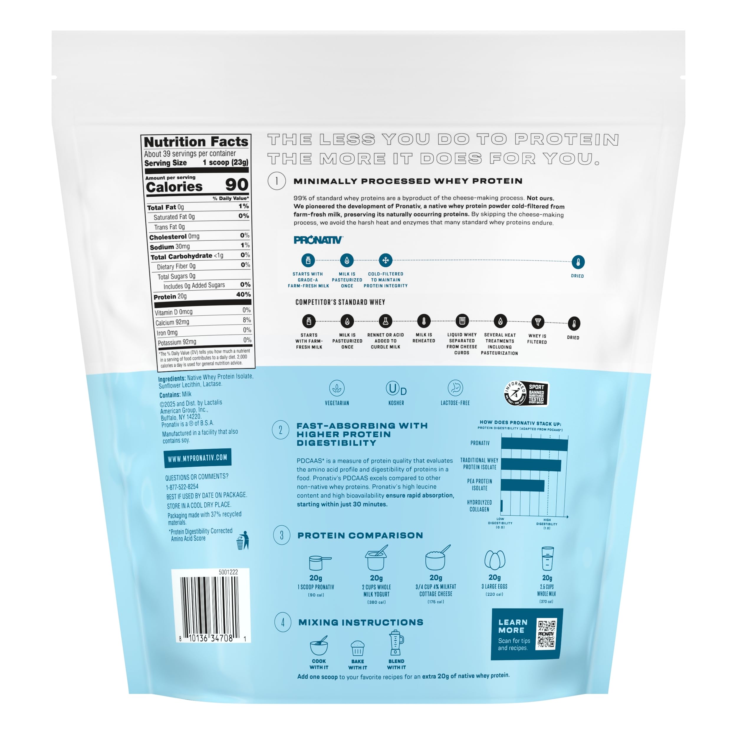 Pronativ proteine native melange-shake, facile a integrer dans recettes