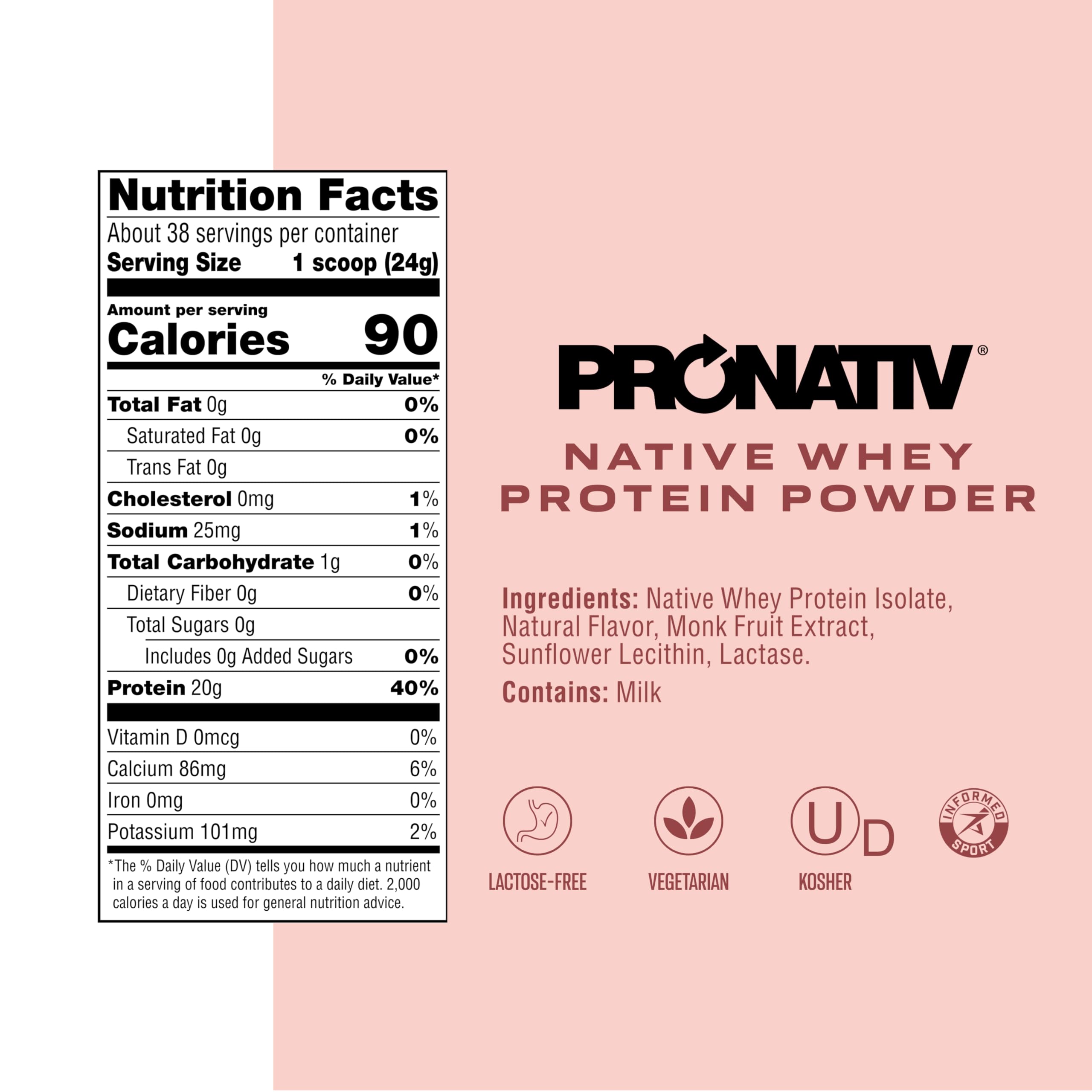 Mélange Pronativ whey native dans smoothie, goût framboise naturel.
