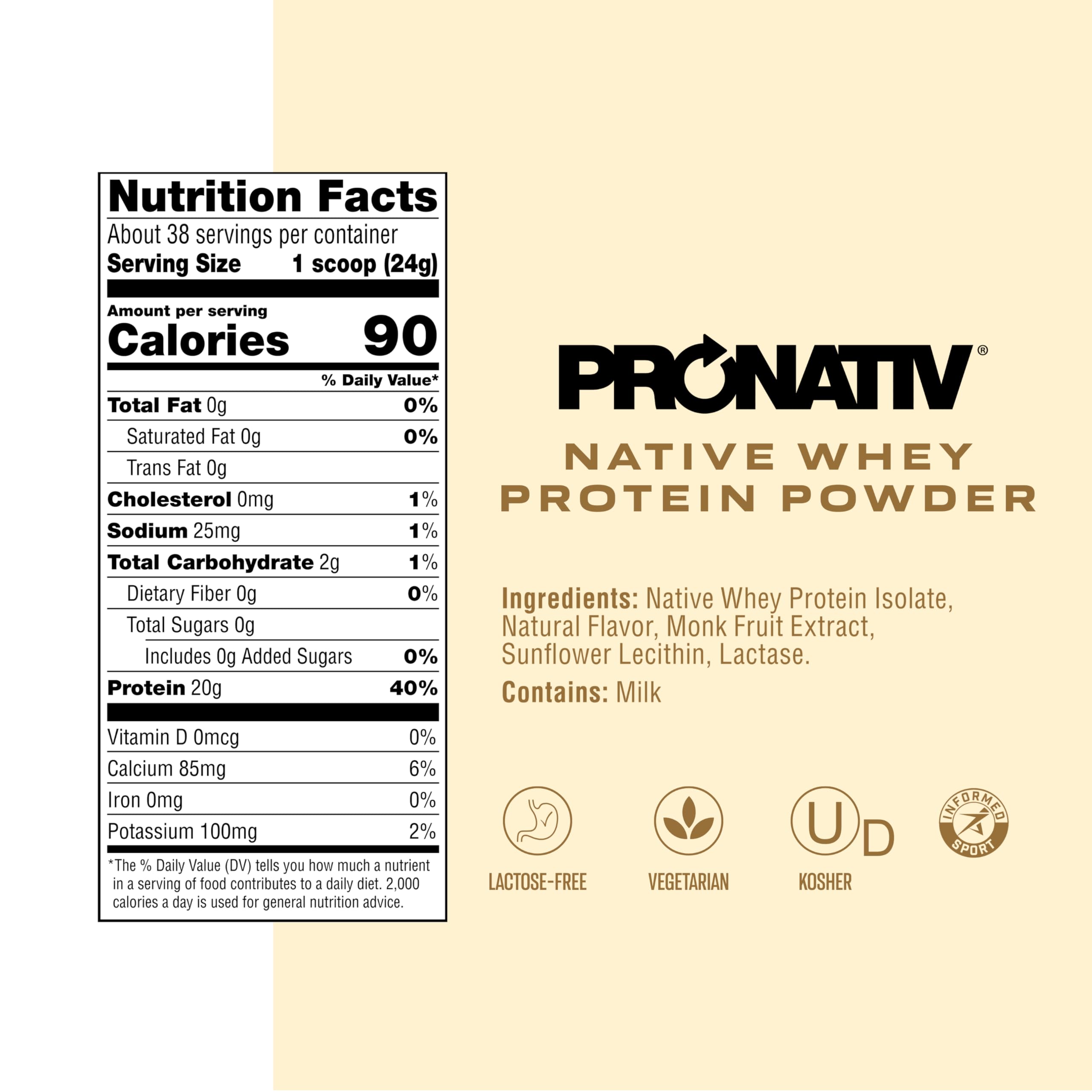Mélange rapide Pronativ whey native en vanille pour boisson riche en protéines