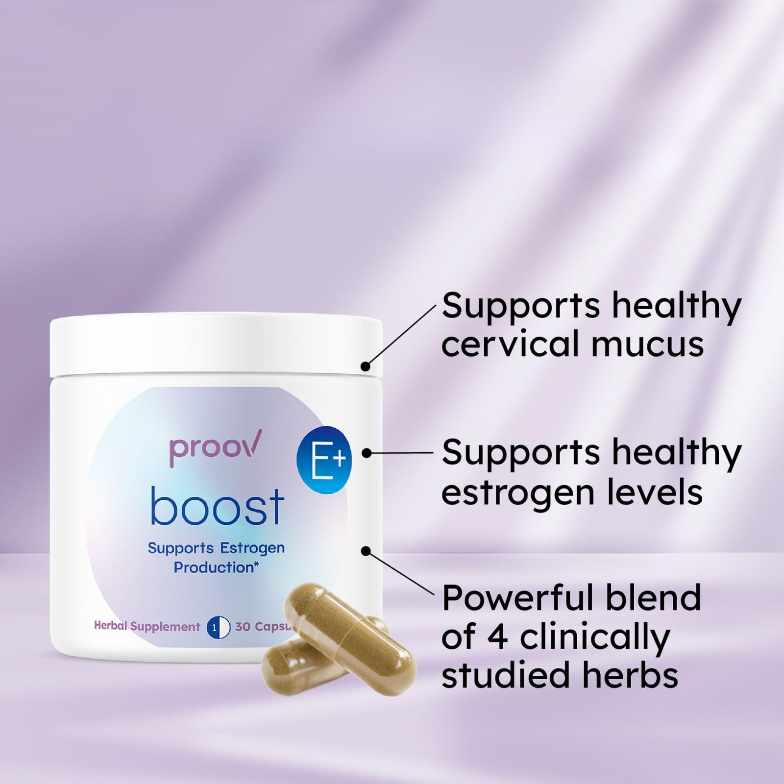 Proov Boost – gros plan sur les capsules et leurs huiles bénéfiques.