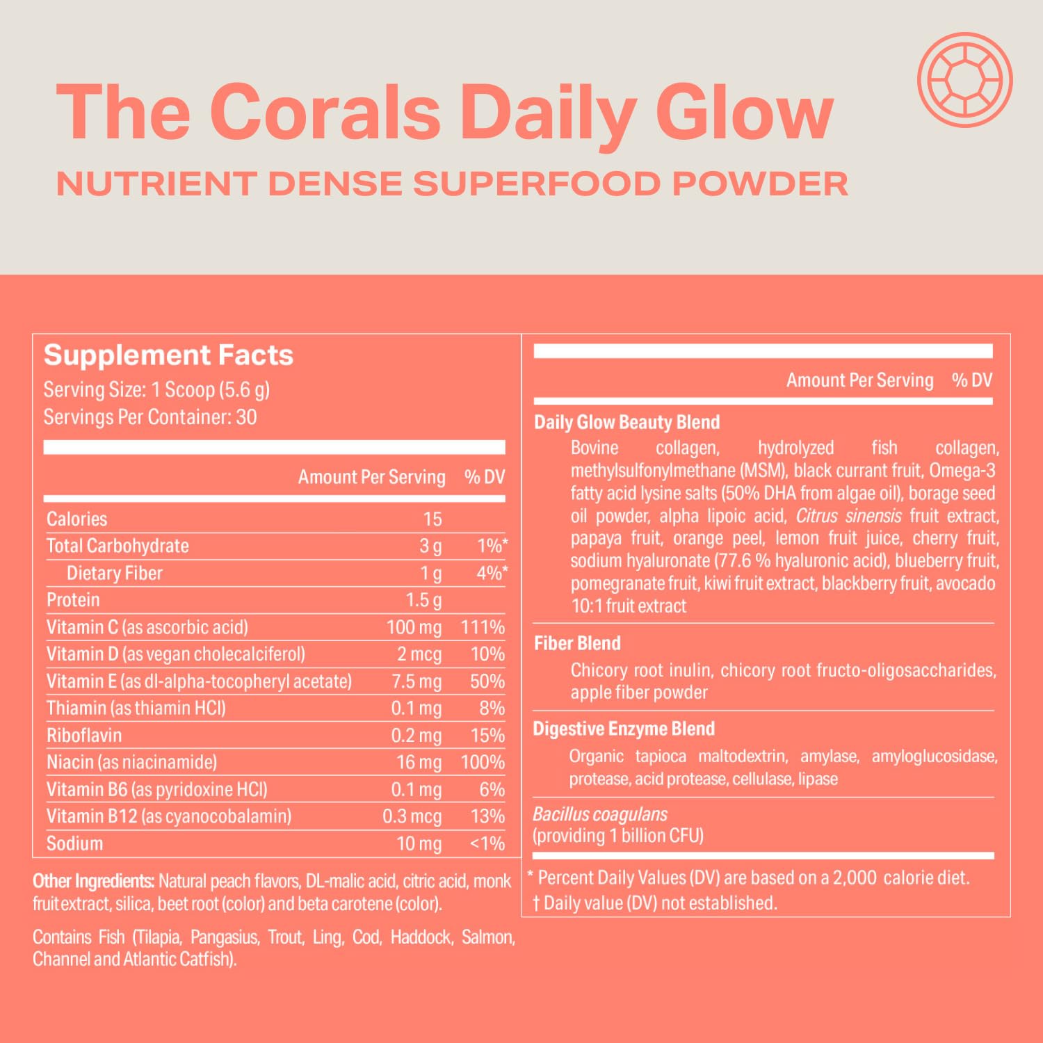 Proper Coraux Daily Glow probiotiques-enzymes, soutien potentiel du microbiote.