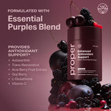 Proper Les Purples — ingrédients riches en fruits et vitamines pour le bien-être quotidien.