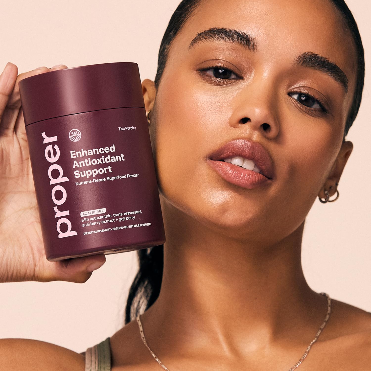 Proper Les Purples — produit végétal sans OGM, sans gluten ni lactose, fabrication certifiée.