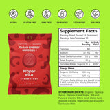 Gommes Proper Wild véganes, visuel fraises, énergie pratique en déplacement.