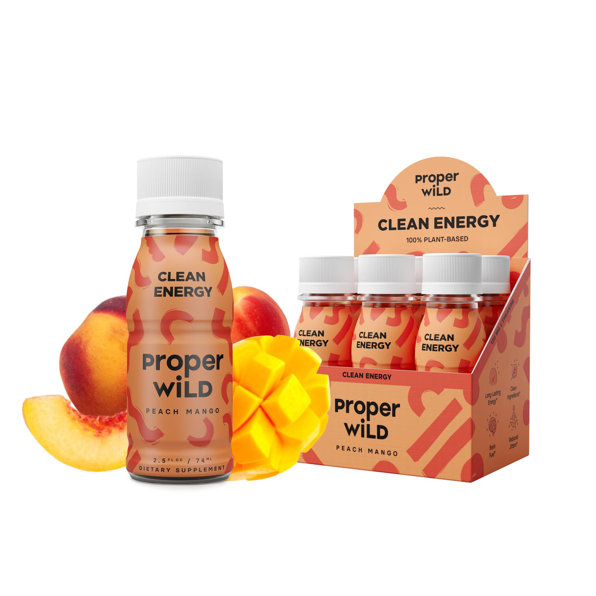 Proper Wild Peach Mango en bouteille pour énergie claire et durable