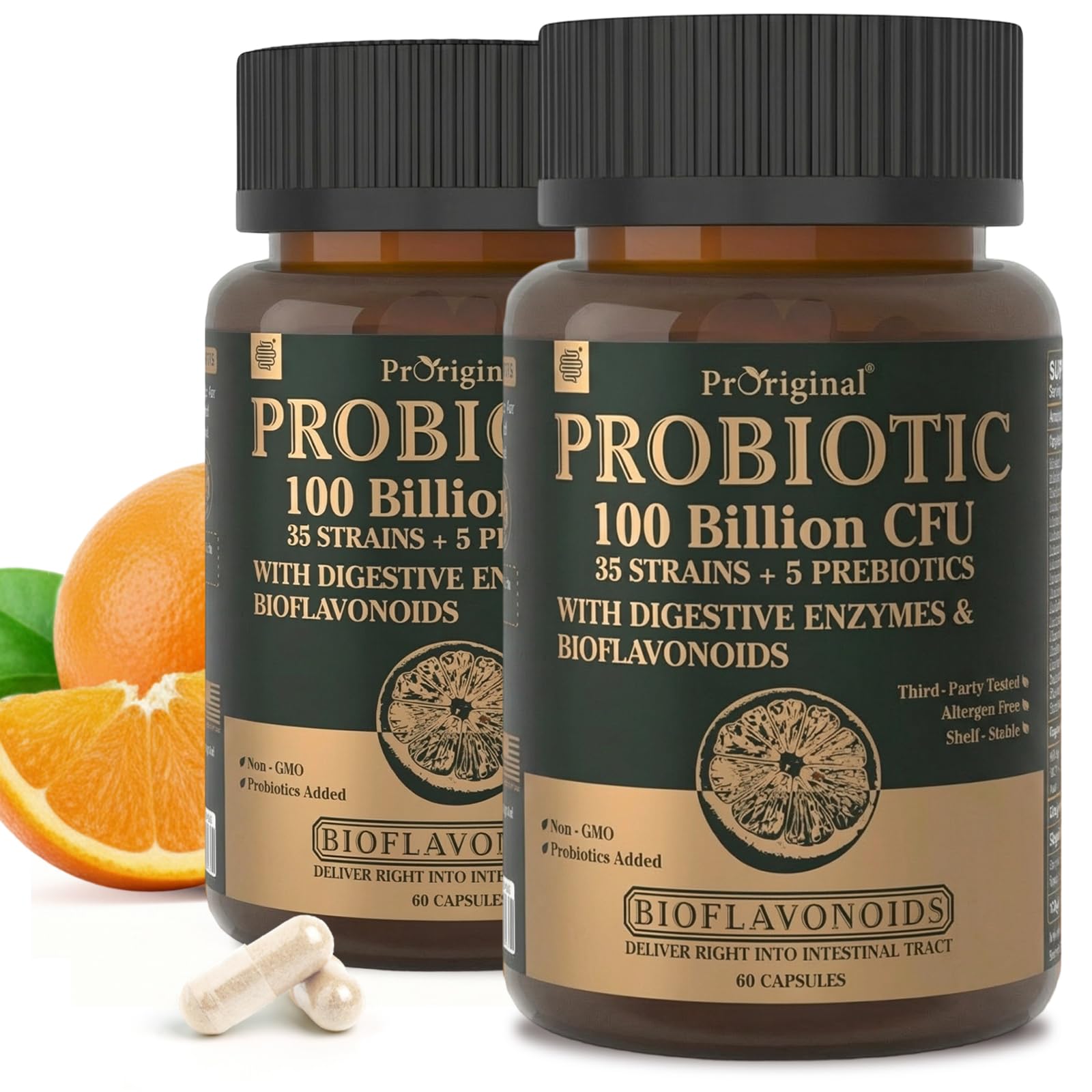 Proriginal Probiotiques 100 Milliards en bouteille, capsules faciles à avaler pour l'équilibre intestinal