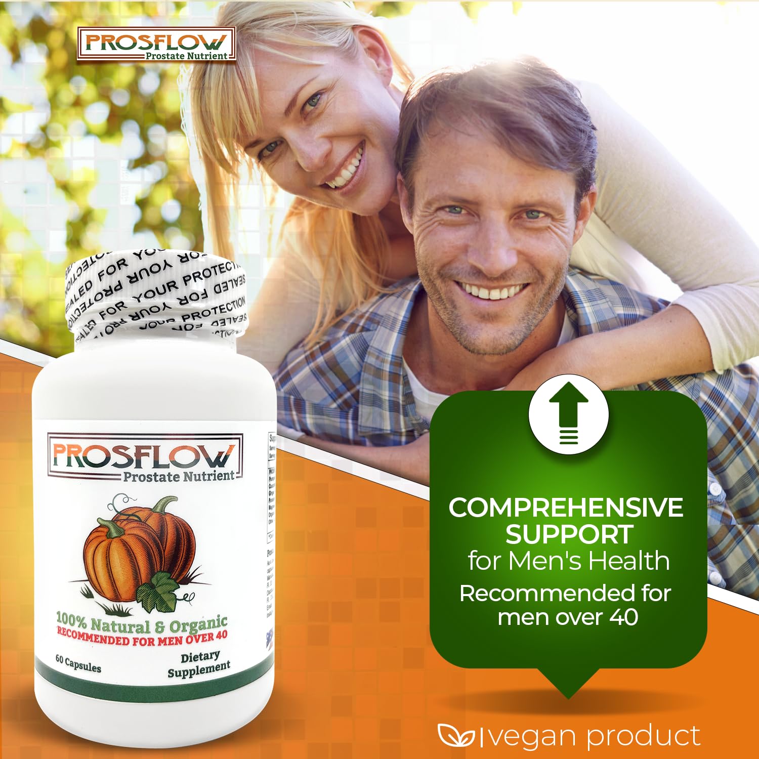 Prosflow Prostate Nutrient — ingrédients naturels visibles soutenant l'équilibre.
