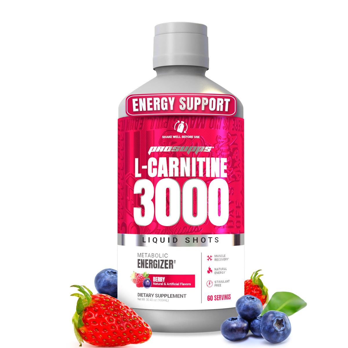PROSUPPS L-Carnitine 3000 flacon framboise, énergie naturelle pour les entraînements