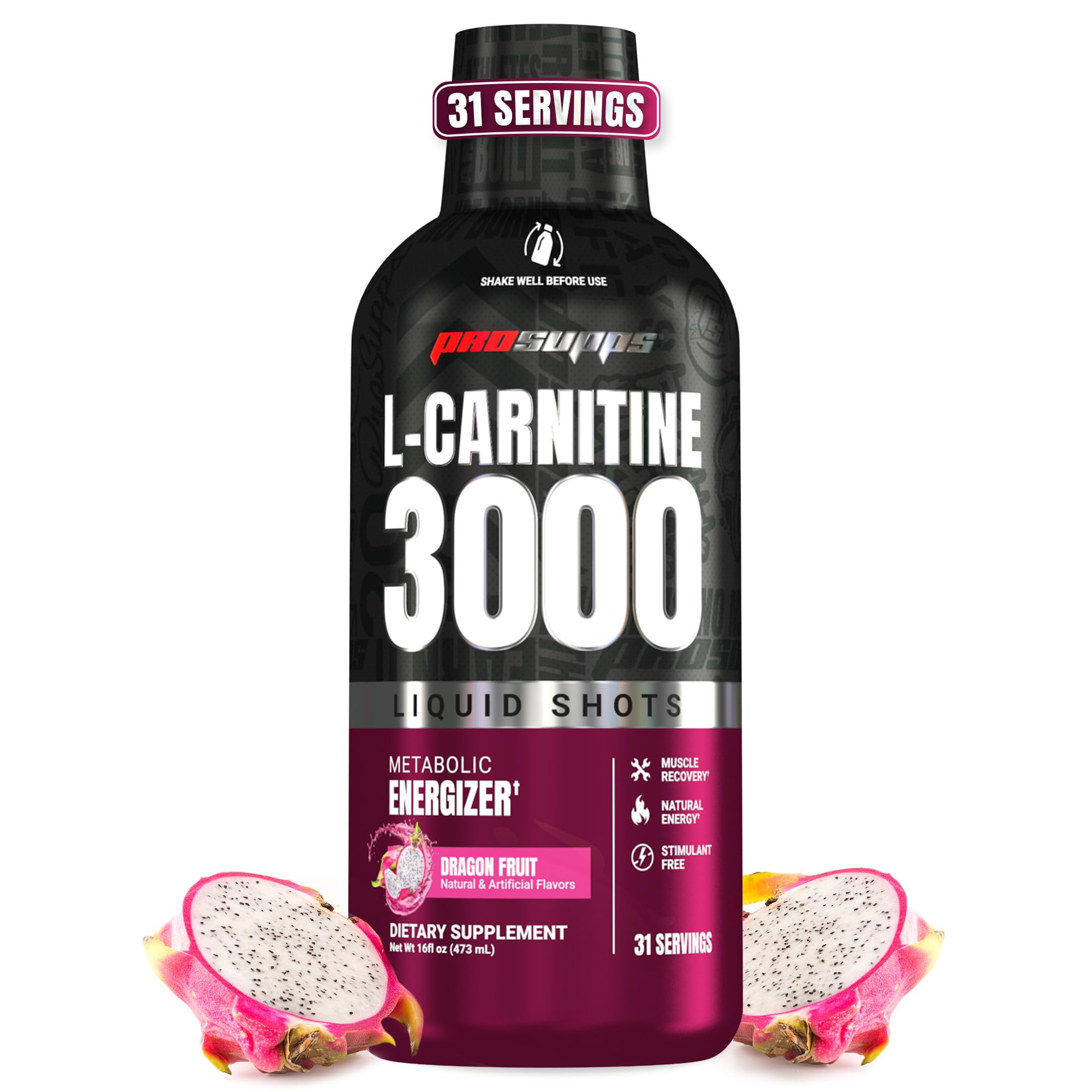 PROSUPPS L-Carnitine Liquide 3000 – bouteille fruit du dragon, énergie naturelle en douceur.
