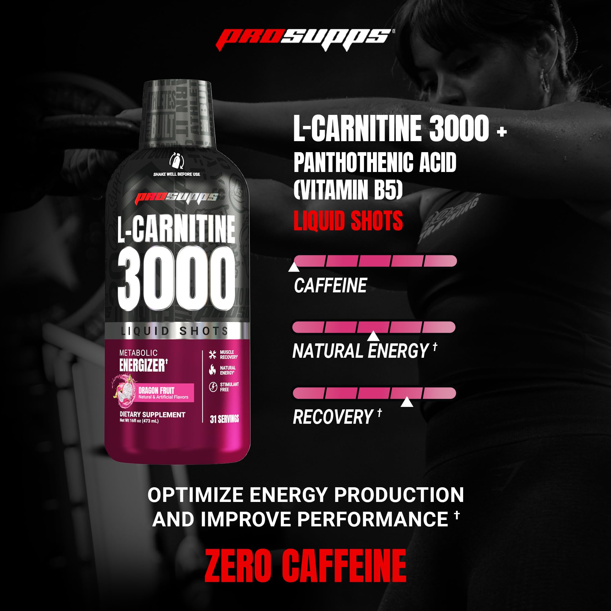 PROSUPPS L-Carnitine Liquide 3000 – dose prête avant l’entraînement, énergie naturelle.