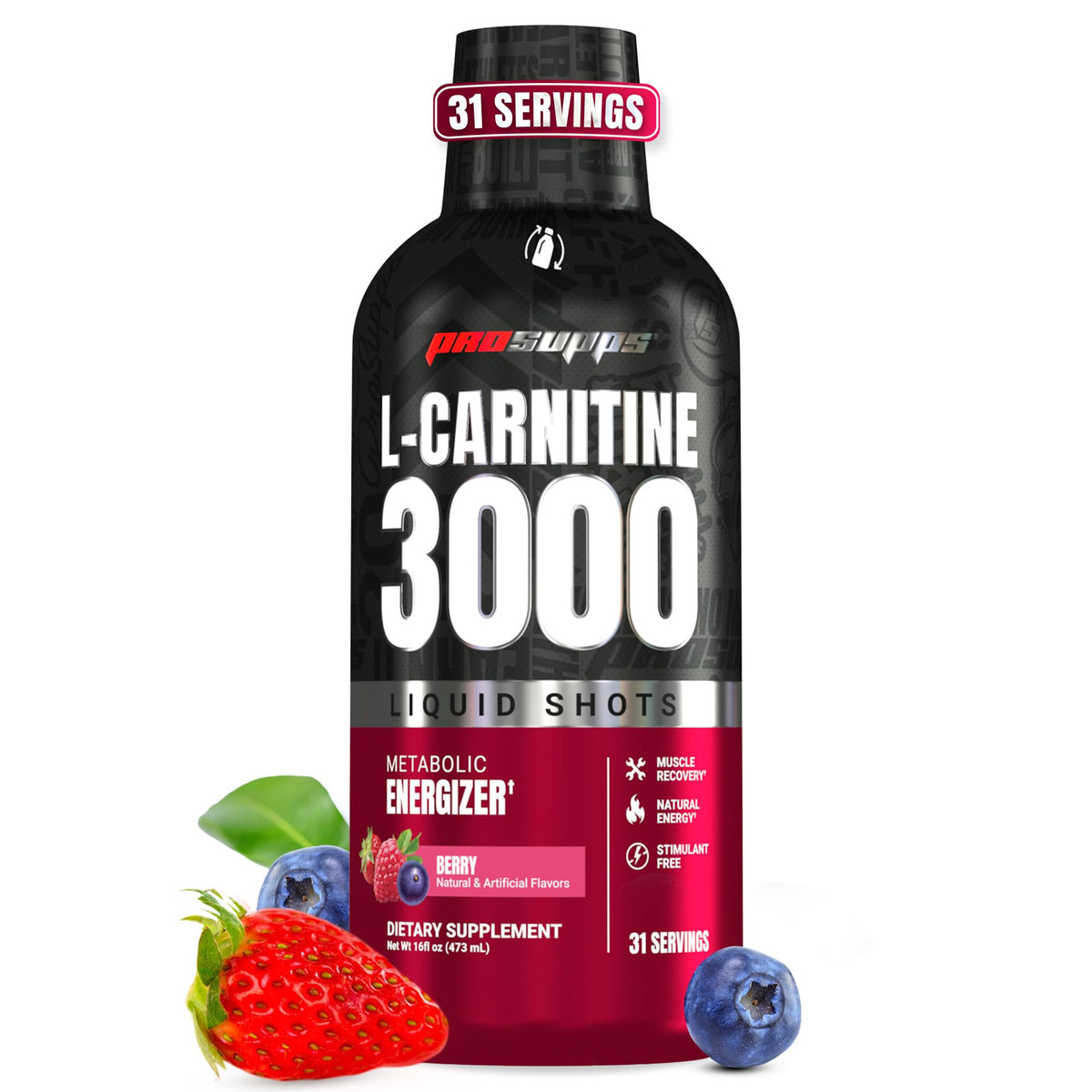 PROSUPPS L-Carnitine Liquide 3000 – Bouteille-Verse: énergie naturelle sans stimulants pendant l'entraînement.