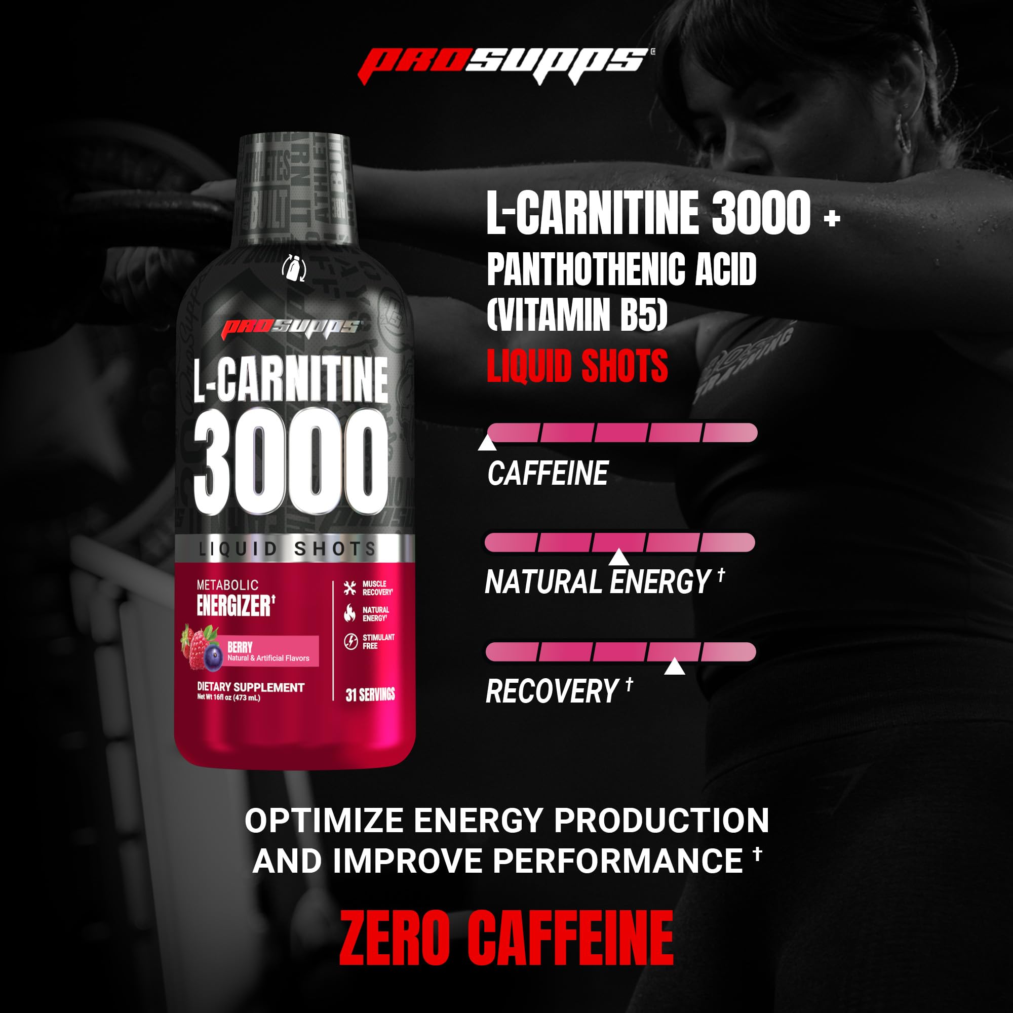 PROSUPPS L-Carnitine Liquide 3000 – Pre-entrainement-Verre: boost d'énergie durable pour votre séance.
