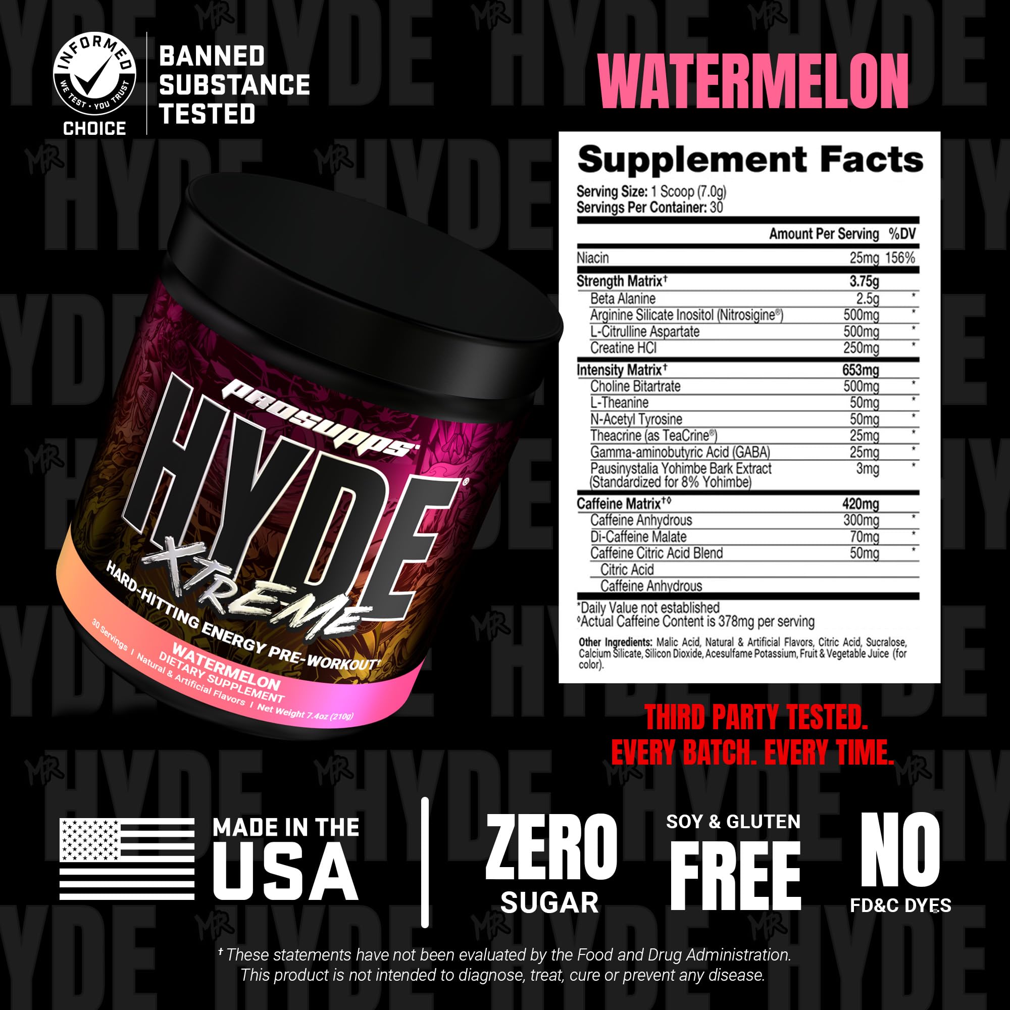 PROSUPPS Mr. HYDE Extreme - goût pastèque rafraîchissant avant l’effort.
