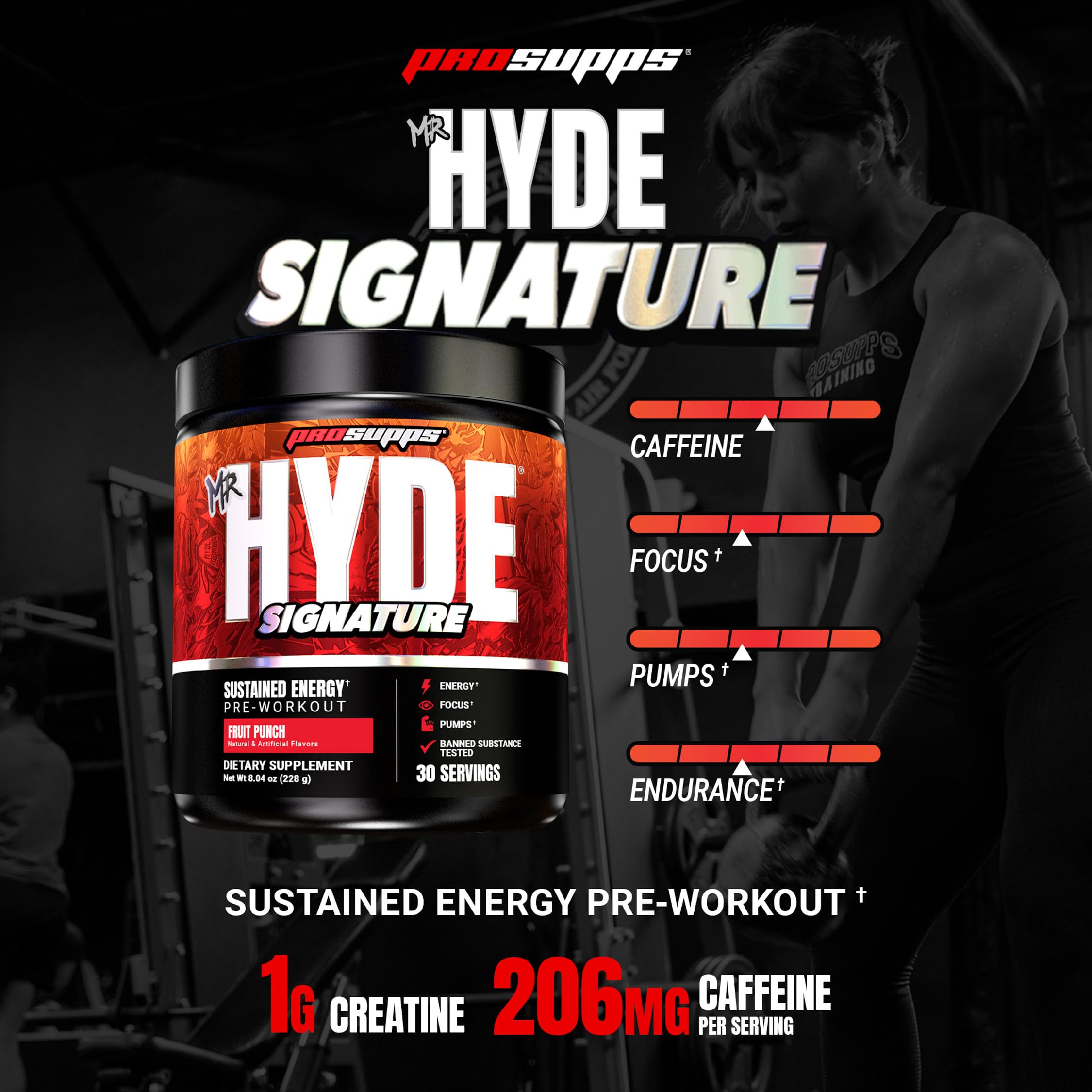 PROSUPPS Mr. HYDE Signature flacon pré-entraînement — praticité et dosage facile.