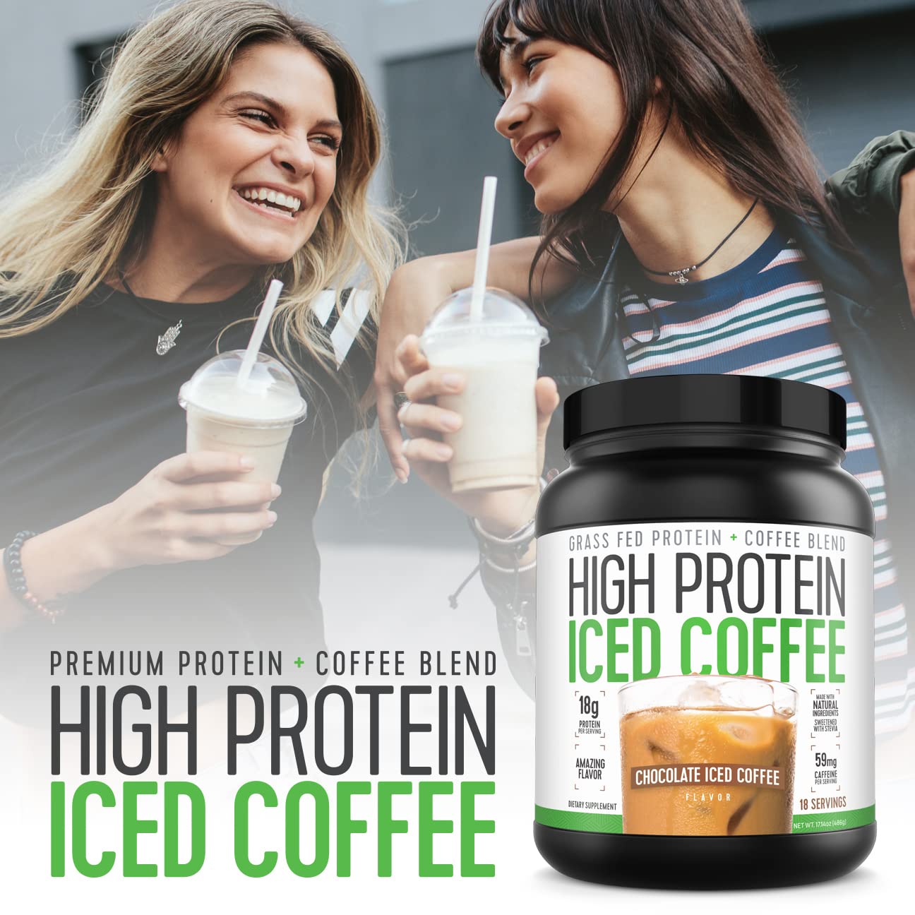 Café protéiné High Protein Iced Coffee : emballage pratique et recyclable.