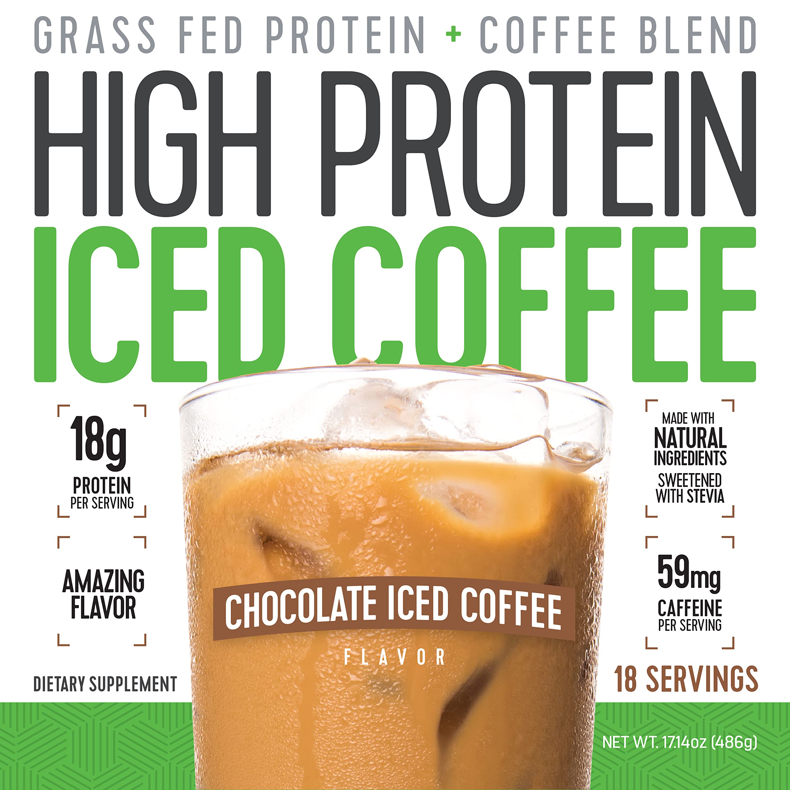 Café protéiné High Protein Iced Coffee : versement dans un verre pour dégustation rapide.