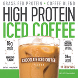 Café protéiné High Protein Iced Coffee : versement dans un verre pour dégustation rapide.