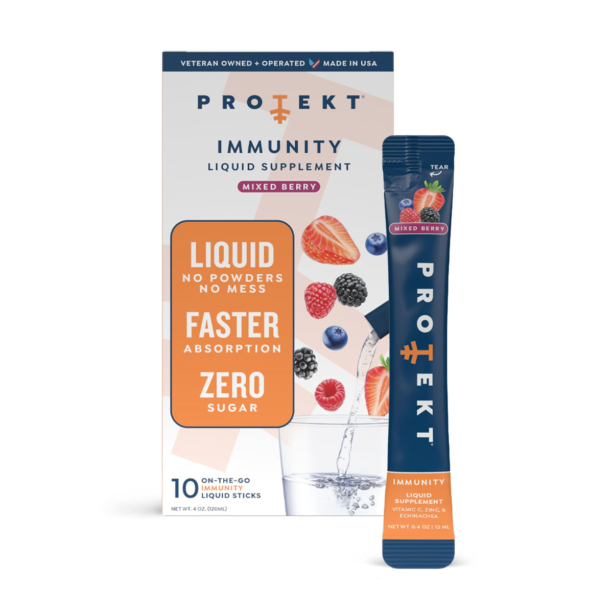 PROTEKT Immunité flacon-framboise : soutien quotidien au goût fruité et sans sucre.