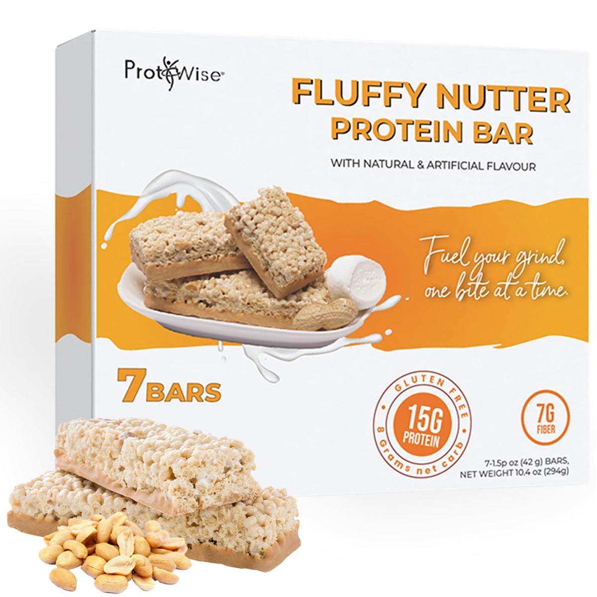 Barre ProtiWise 15g en emballage, collation pratique pour rester rassasié entre les repas.