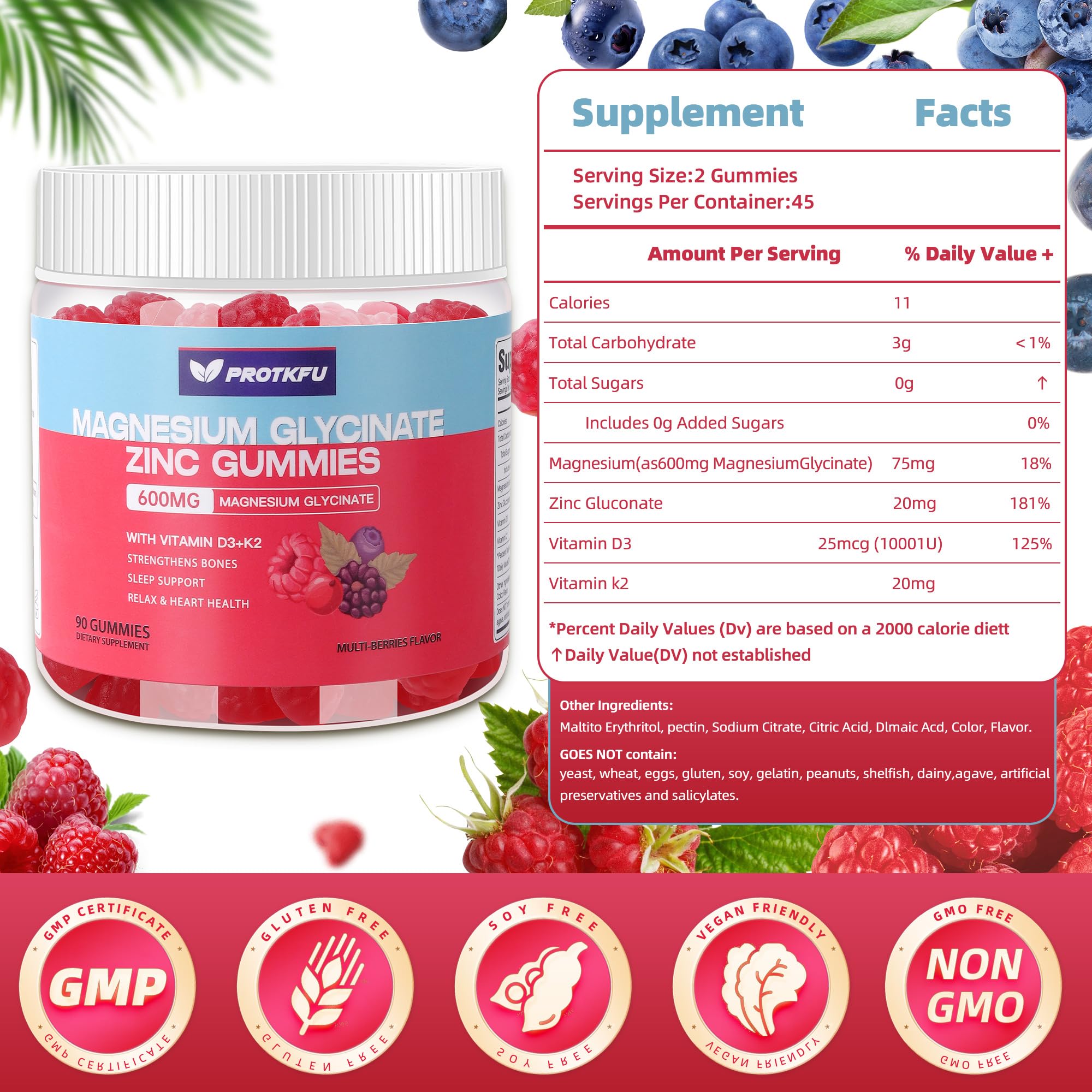 Gommes ProTKFU magnésium 600 mg gomme individuelle pour dose précise