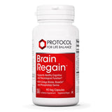 Brain Regain de PROTOCOL FOR LIFE BALANCE : bouteille et étiquette visibles, soutien potentiel à la concentration.