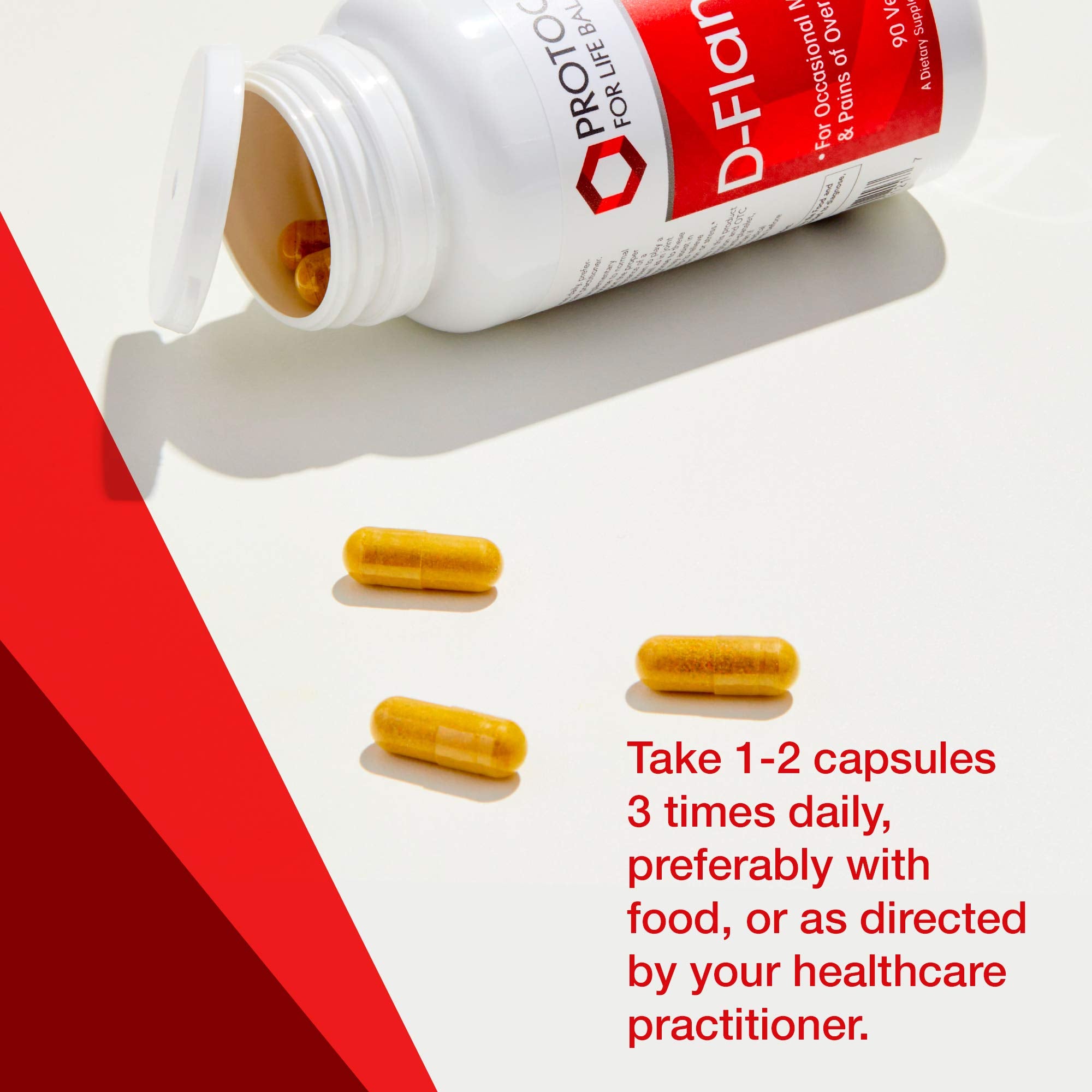 Protocol For Life Balance D-Flame: ingrédients botaniques visibles pour un soutien naturel au stress physiologique.