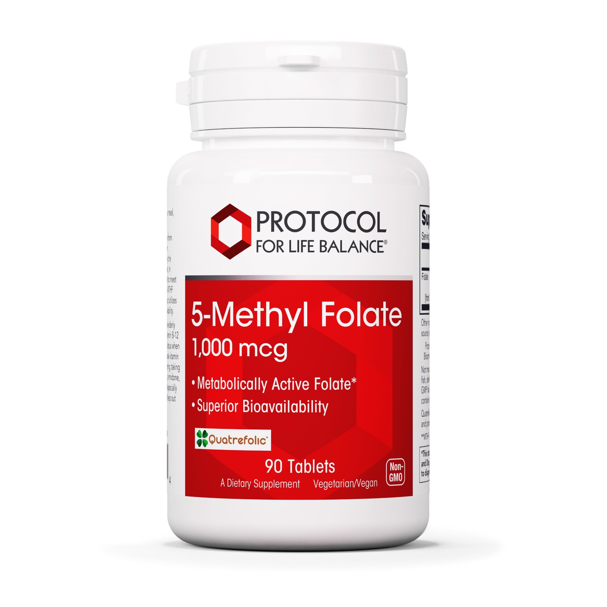 PROTOCOL FOR LIFE BALANCE, comprimé 5-méthylfolate 1000mcg, soutien métabolique potentiel.