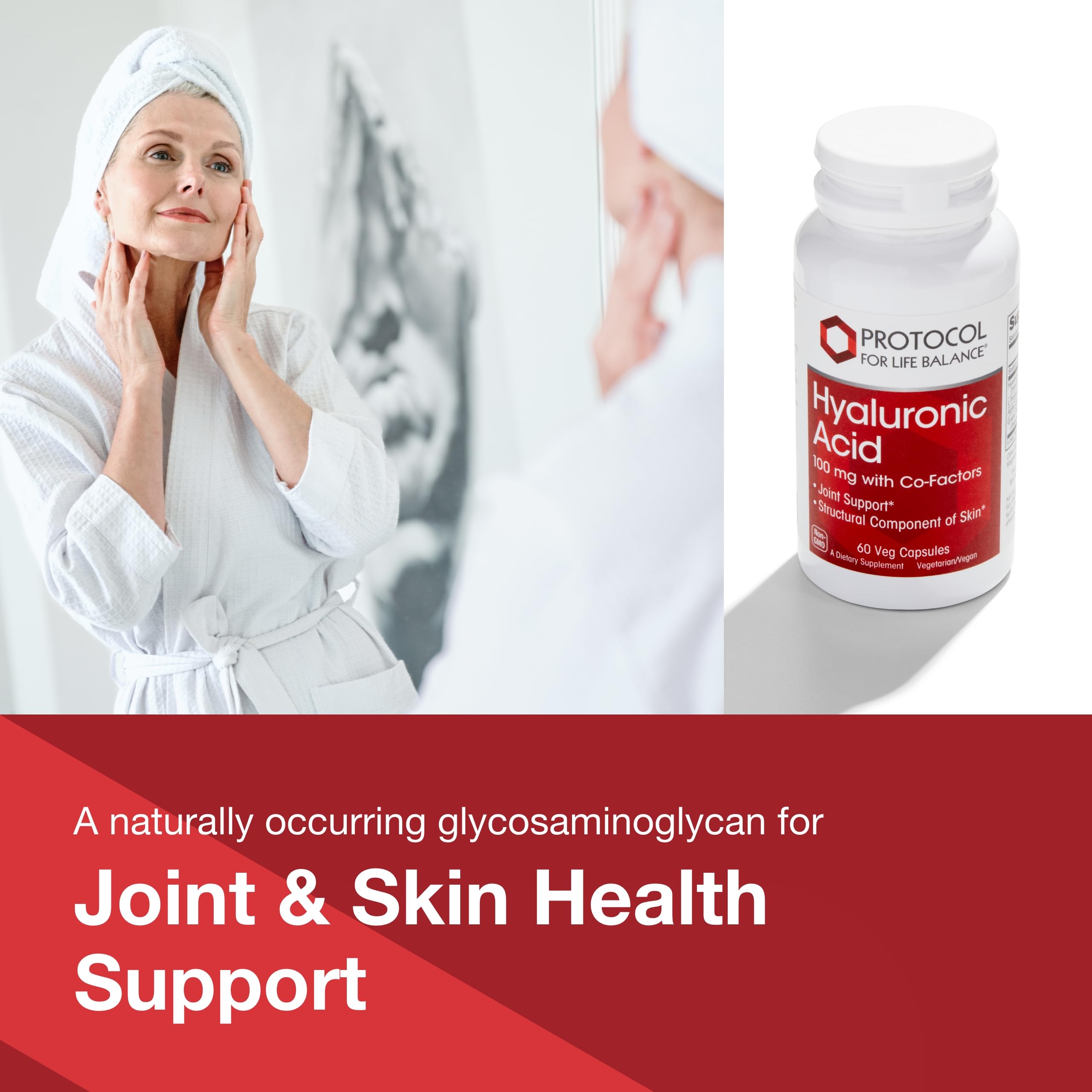 PROTOCOL FOR LIFE BALANCE Acide hyaluronique 100 mg, étiquette — informations claires