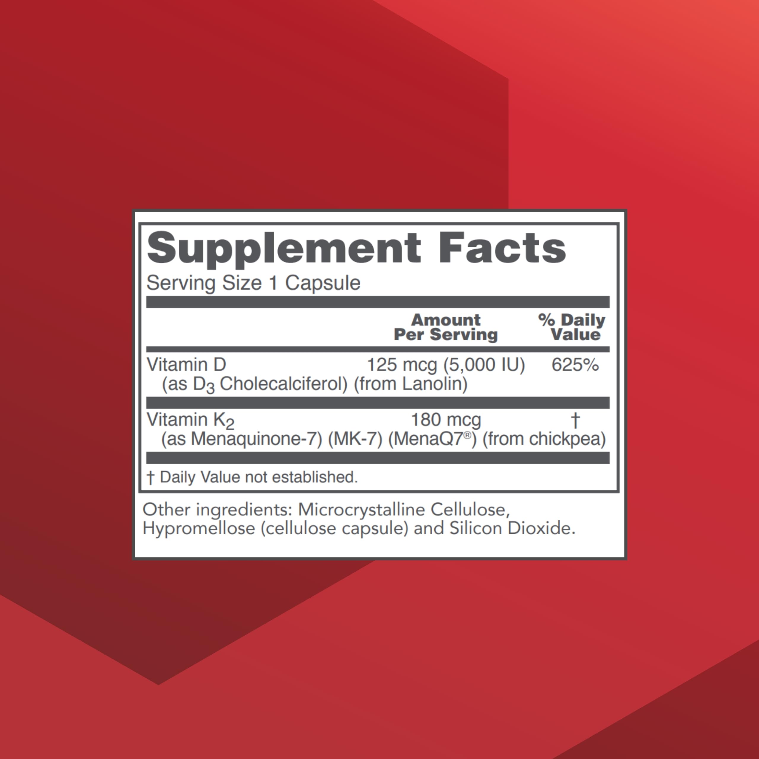 Protocol For Life Balance emballage bouteille indiquant le dosage quotidien D3 et K2