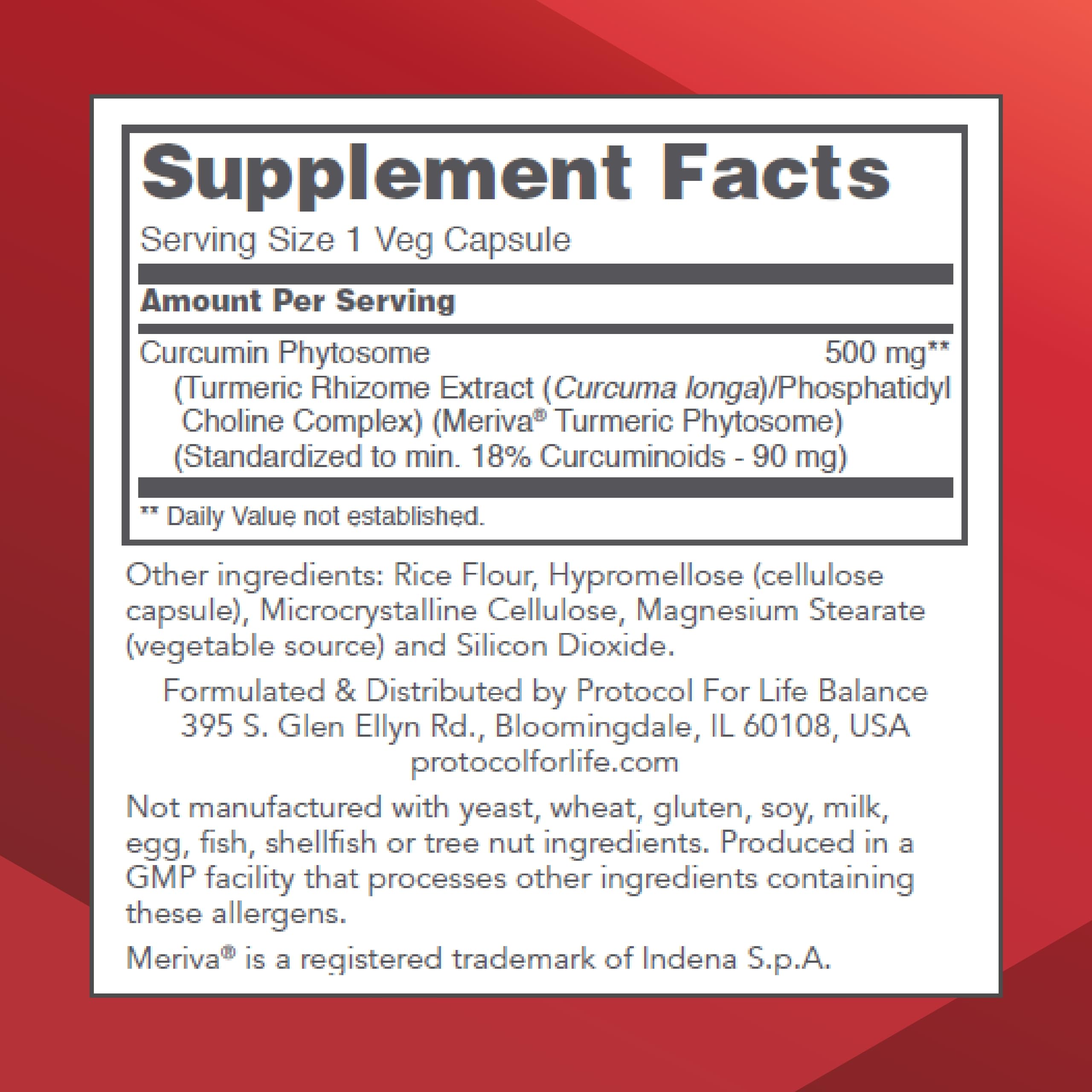 PROTOCOL FOR LIFE BALANCE Curcumine PC, capsules végétales faciles à avaler pour le quotidien.