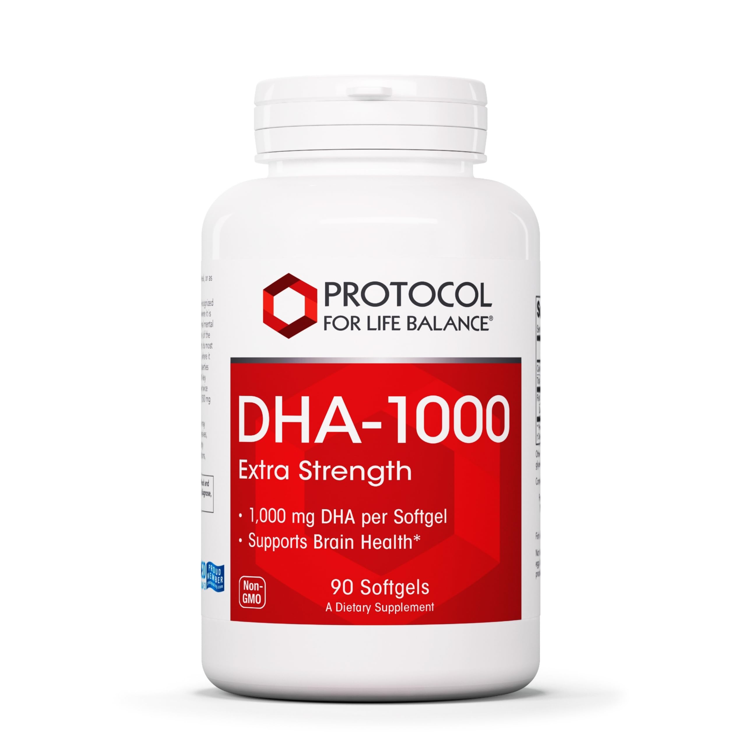 PROTOCOL FOR LIFE BALANCE DHA-1,000 – bouteille de capsules – soutien potentiel au fonctionnement cognitif.