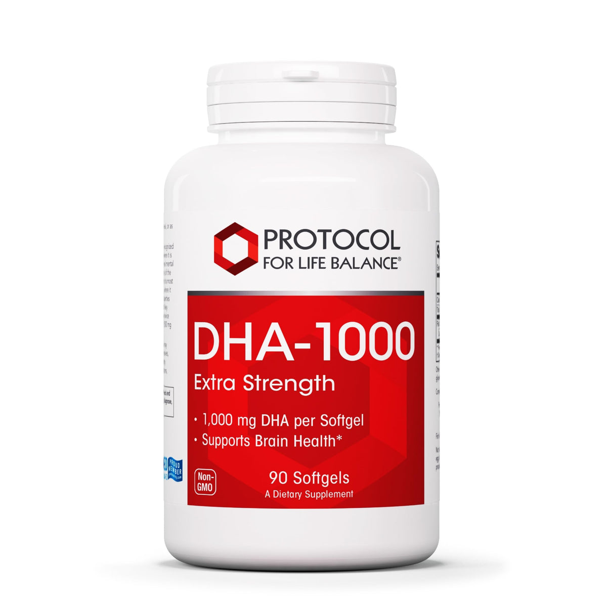 PROTOCOL FOR LIFE BALANCE DHA-1,000 – bouteille de capsules – soutien potentiel au fonctionnement cognitif.
