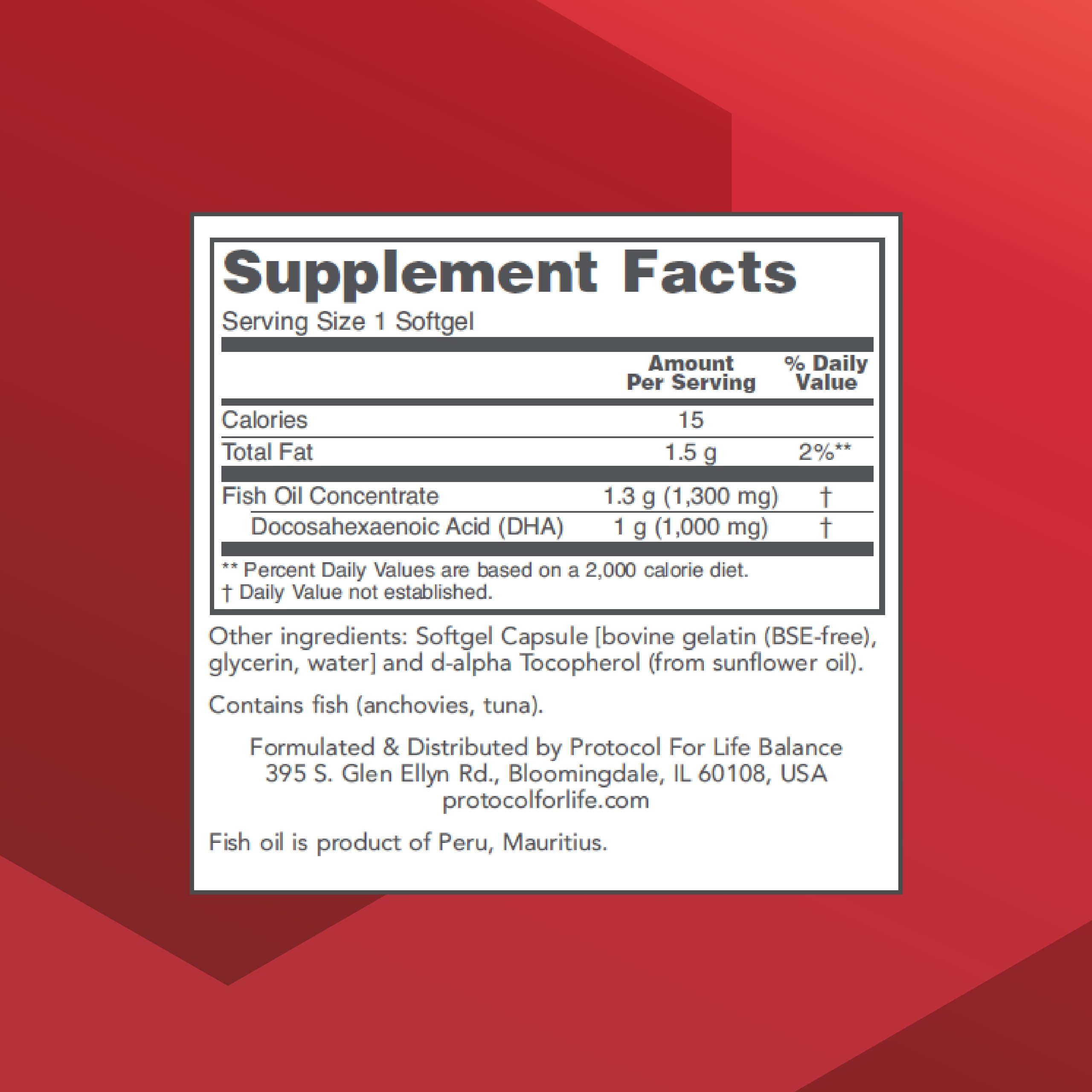 PROTOCOL FOR LIFE BALANCE DHA-1,000 – etiquette-emballage – halal et sans OGM.