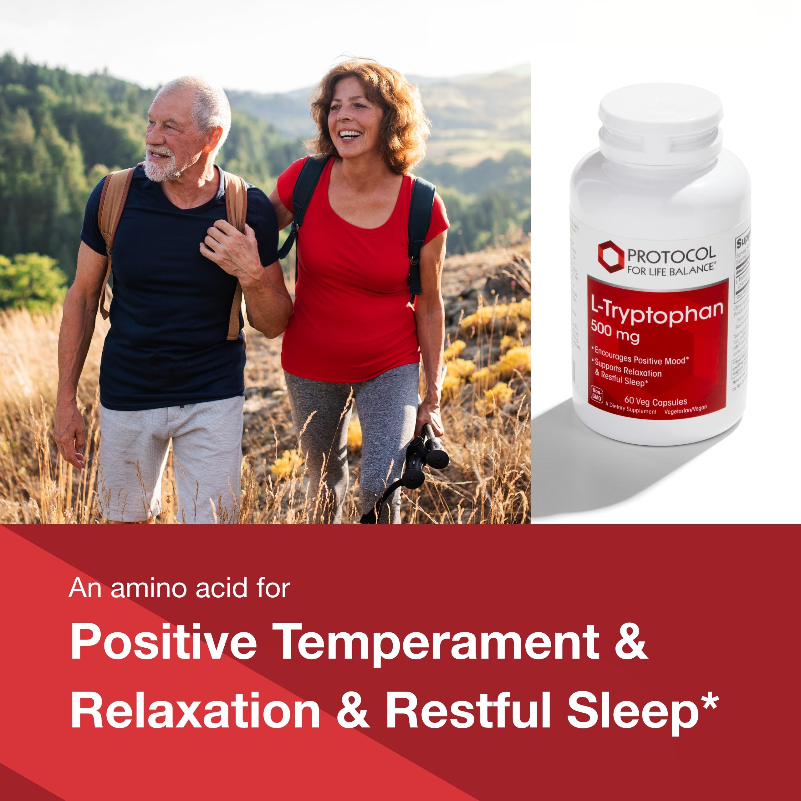 PROTOCOL FOR LIFE BALANCE etiquette-l-tryptophane-500mg, étiquette claire et informative.