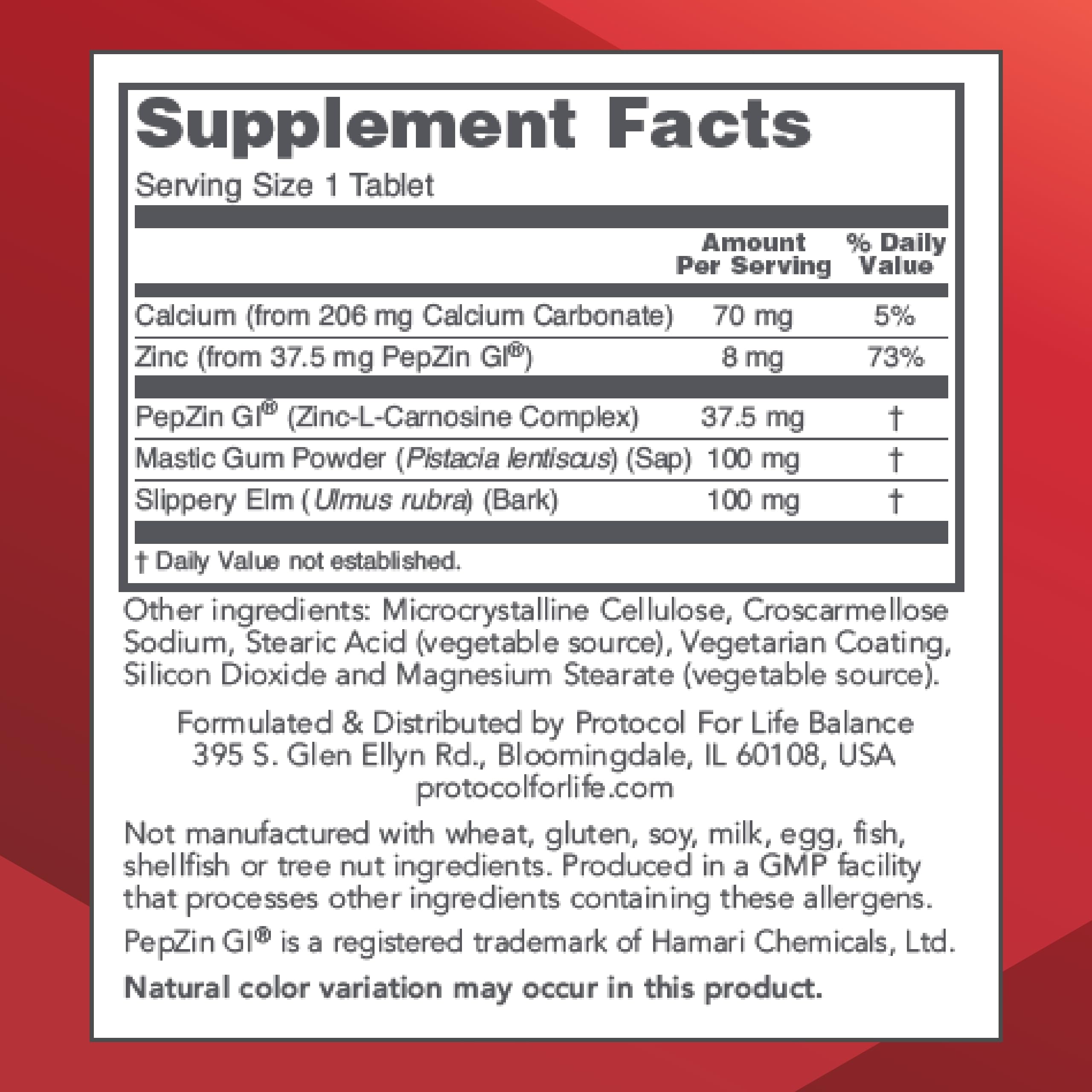 GI Guard PROTOCOL FOR LIFE BALANCE – comprimés zoomés, soutien digestif potentiel.