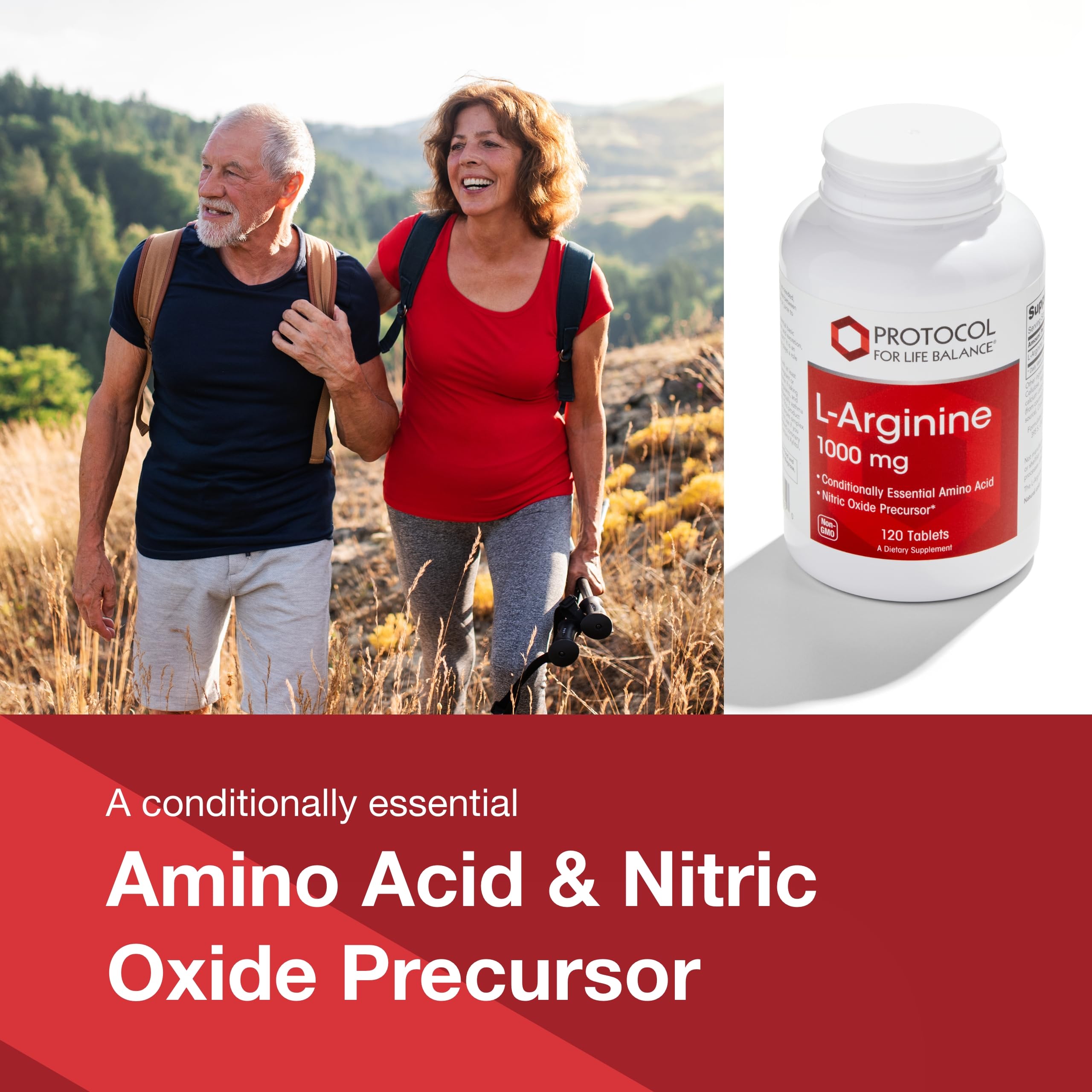 Étiquette PROTOCOL FOR LIFE BALANCE L-Arginine 1000 mg sur bouteille.