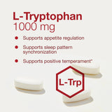 Étiquette PROTOCOL FOR LIFE BALANCE L-Tryptophane 1000 mg, informations claires du produit.