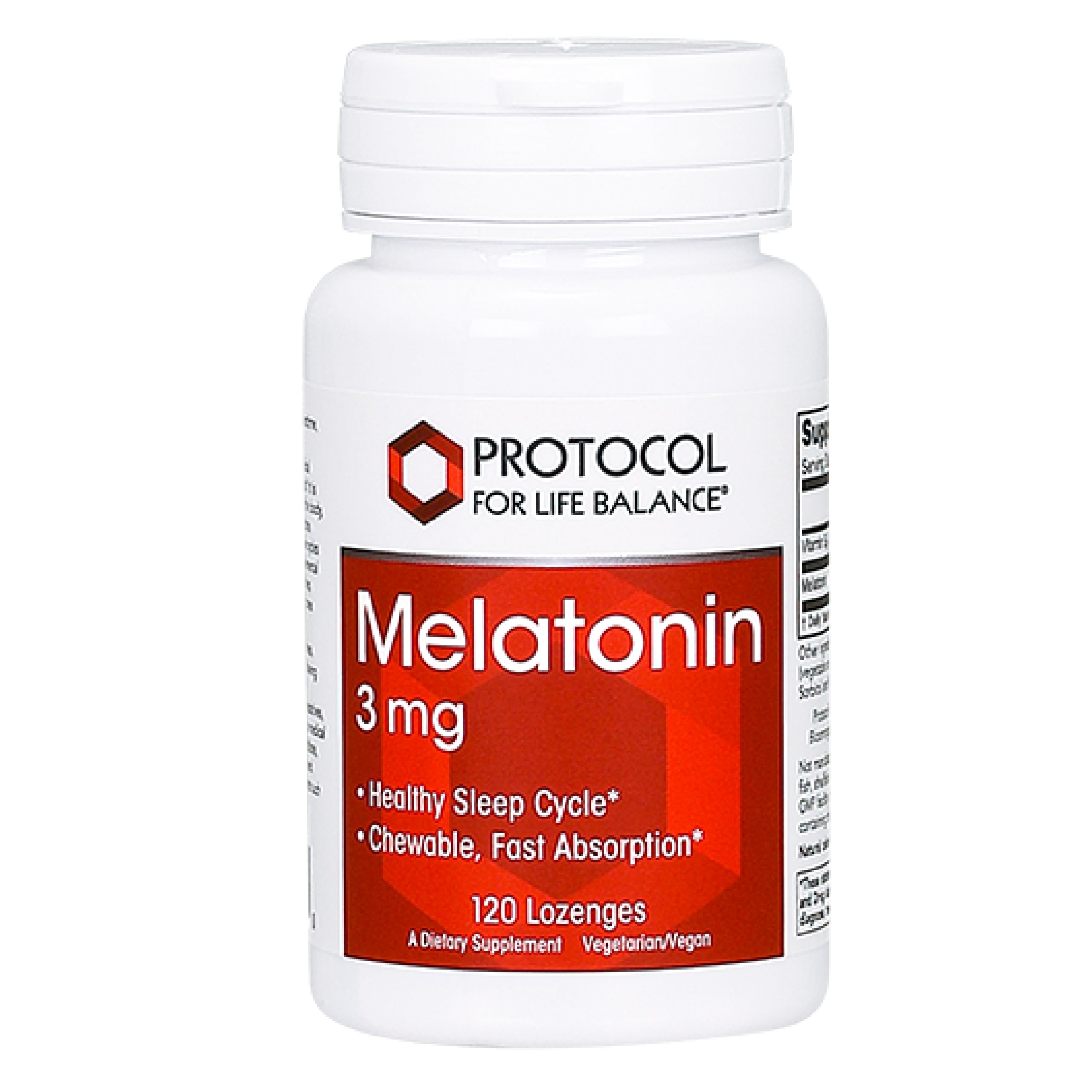 PROTOCOL FOR LIFE BALANCE Mélatonine 3 mg, pastilles à mâcher dans une boîte, soutien potentiel au sommeil