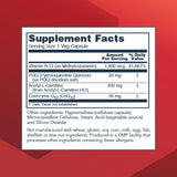 PROTOCOL FOR LIFE BALANCE PQQ Complex - flacon transparent, acetyl-L-carnitine en vedette, soutien potentiel.