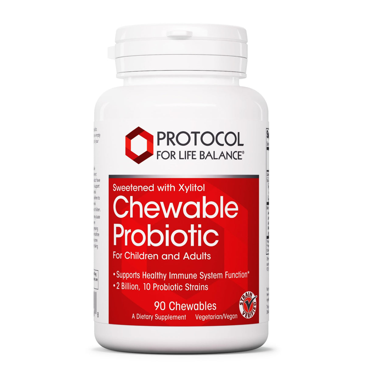 PROTOCOL FOR LIFE BALANCE Probiotique à mâcher, bouteille pratique pour toute la famille.