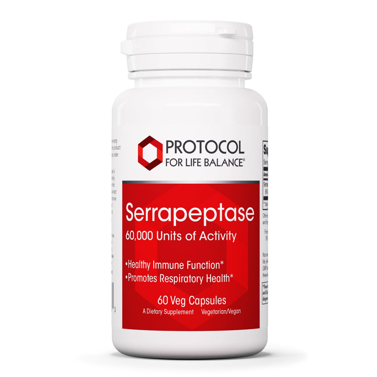 PROTOCOL FOR LIFE BALANCE Serrapeptase – Bouteille: capsules végétales faciles à avaler et soutien respiratoire potentiel.