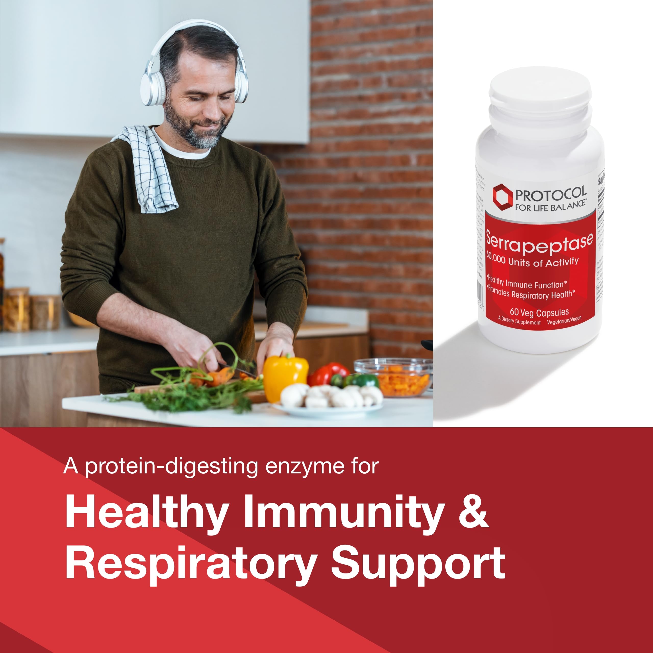 PROTOCOL FOR LIFE BALANCE Serrapeptase – Emballage: présentation premium et normes de fabrication.
