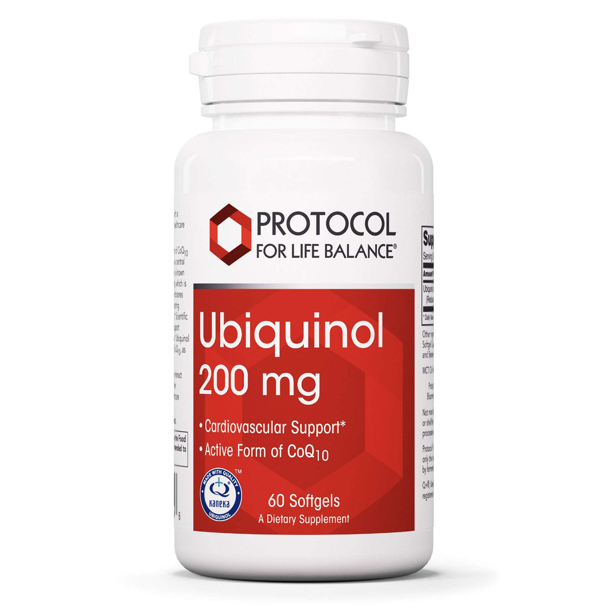 PROTOCOL FOR LIFE BALANCE Ubiquinol 200 mg, emballage élégant, soutien cardiovasculaire potentiel.