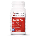 PROTOCOL FOR LIFE BALANCE Ubiquinol 200 mg, emballage élégant, soutien cardiovasculaire potentiel.
