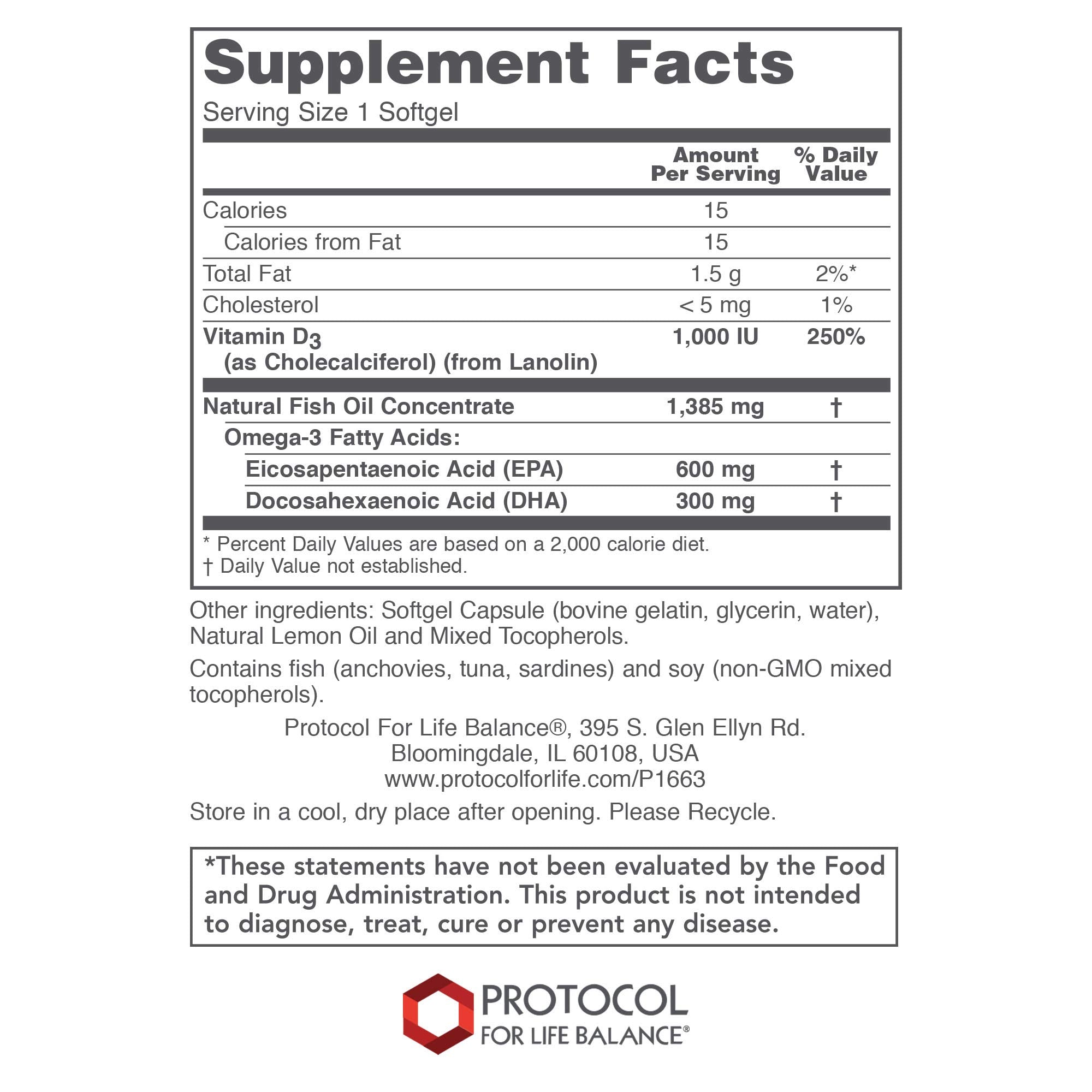 Étiquette détaillée PROTOCOL FOR LIFE BALANCE Ultra Omega 3-D avec informations claires