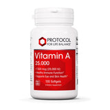 PROTOCOL FOR LIFE BALANCE Vitamine A 25 000 UI en bouteille, soutien potentiel à la vision