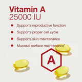 PROTOCOL FOR LIFE BALANCE Vitamine A 25 000 UI, étiquette recto démontrant les informations