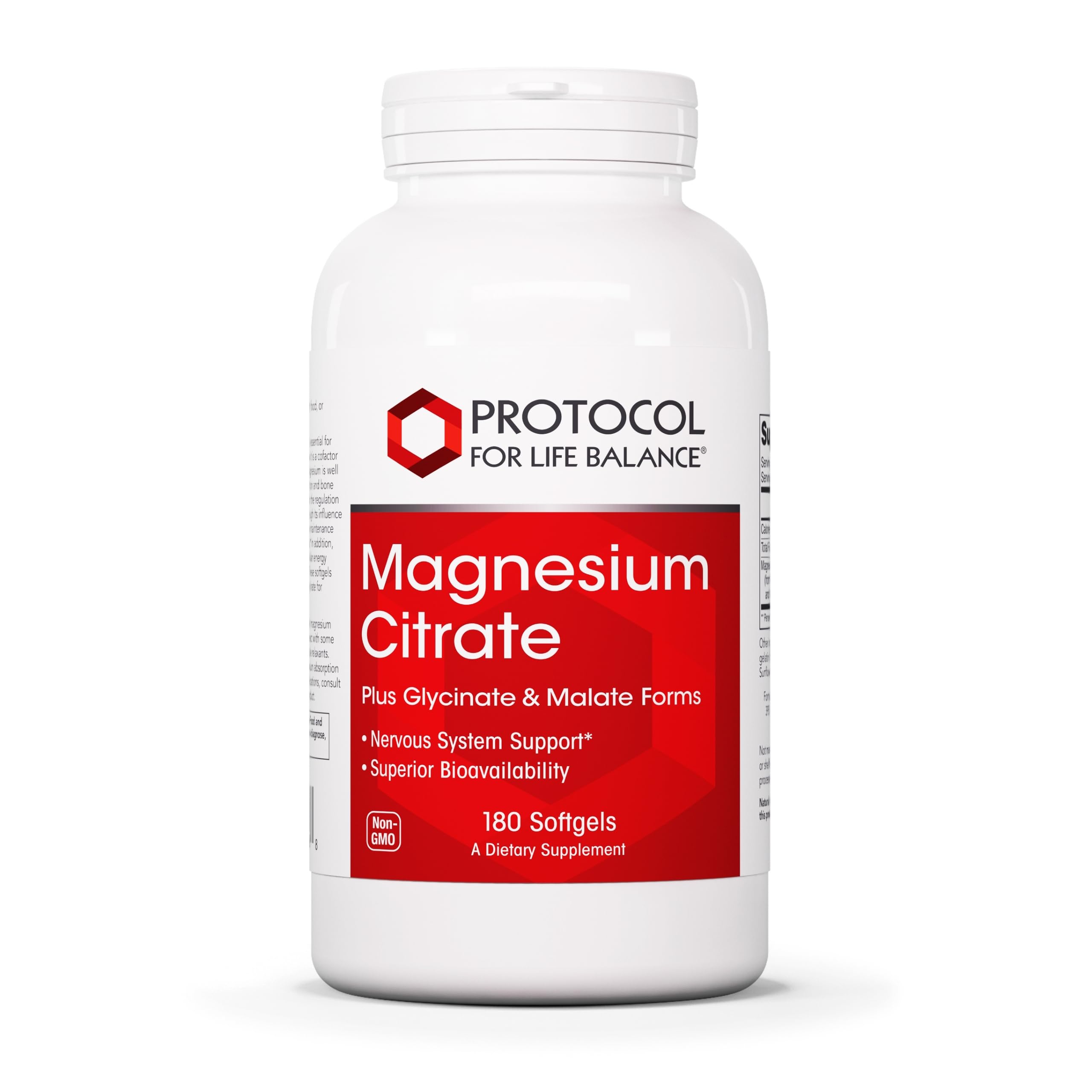 Flacon PROTOCOL FOR LIFE BALANCE montrant une forme magnésium biodisponible pour le bien-être potentiel.