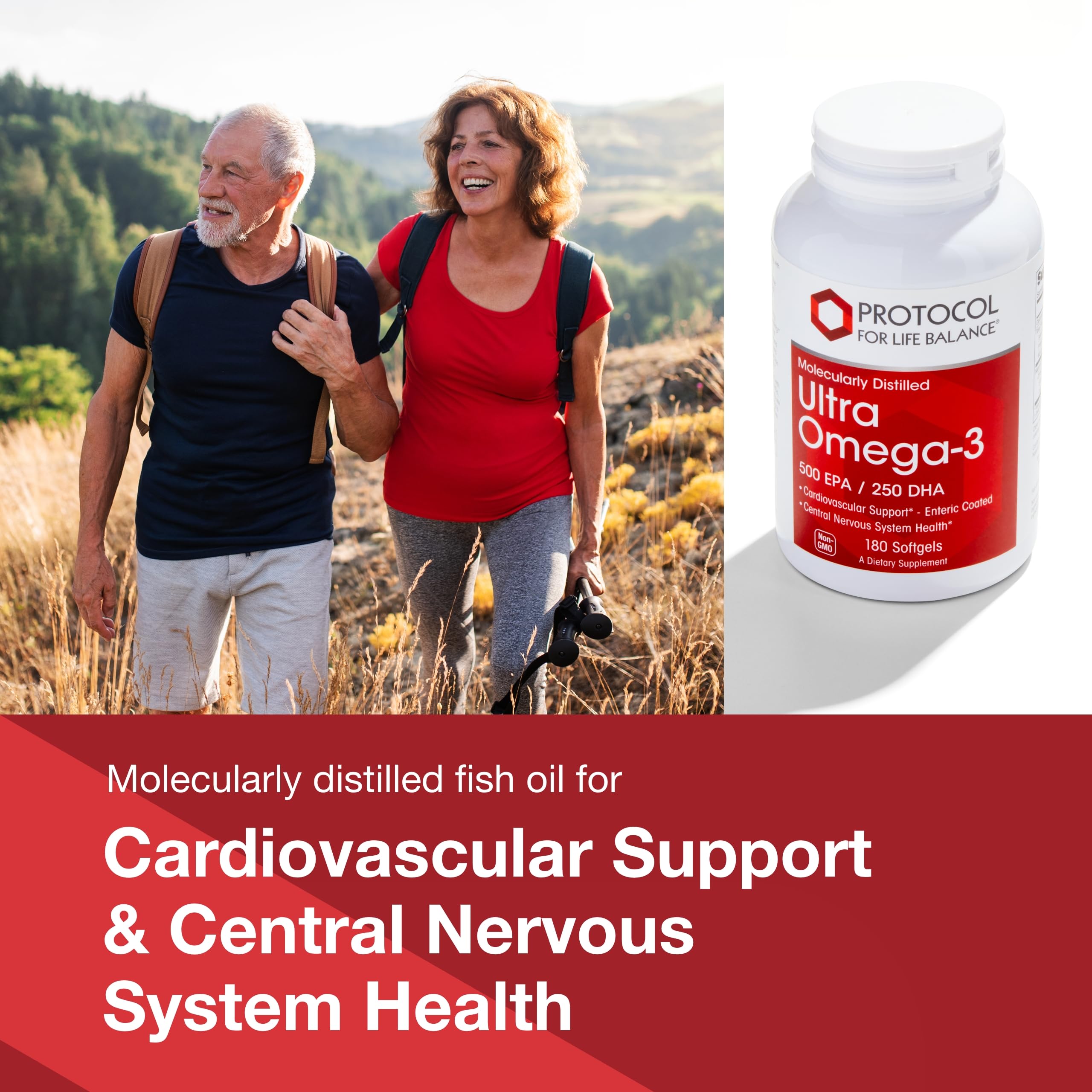 Étiquette Protocol Ultra Omega-3: sans OGM et halal.