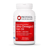 Protocol Ultra Omega-3: bouteille de gélules, soutien potentiel du cerveau.